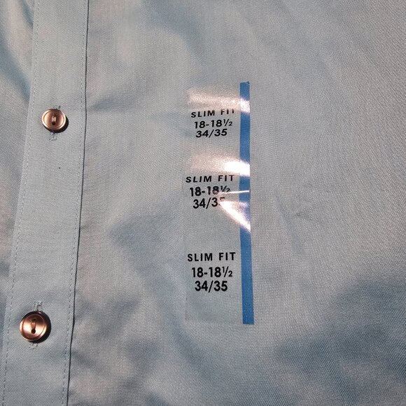 Van Heusen Studio, Slim Fit, NWT, Blue, 18-18 1/2 34/35. Long Sleeve Button Up - Picture 8 of 9